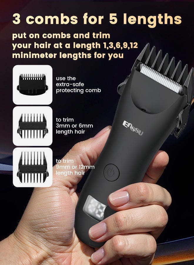 ENSSU Advanced Men's Body Groomer LED Spotlight | Redefining Safe & Smooth Trimming | 6000 RPM Motor & LCD Display | Tech-Driven Grooming Experience - Image 5